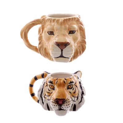 China Sustainable Animal 3D Coffee Water Cup Ceramic Mug With Handle for sale