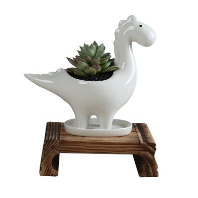 China American style cute animal ceramic dinosaur flower pot planter succulent pot for decor for sale