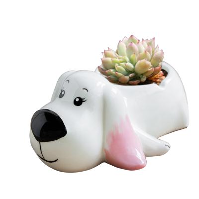 China Small American Style Ceramic Animal Dog Succulent Flower Pots For Decor for sale