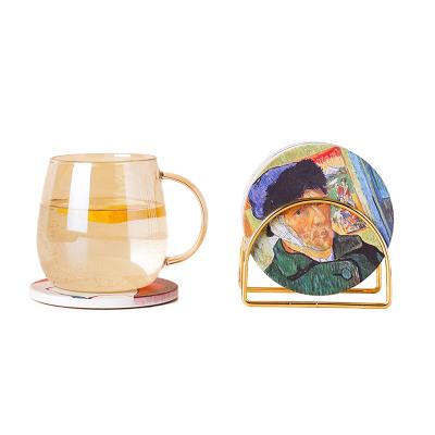 China Viable Ceramic Art Cup Mat Ceramic Water Absorbing Coasters Set For Gift for sale