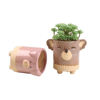 China Europe Small Creative Ceramic Succulent Pot Cute Ceramic Animal Flower Pot for sale