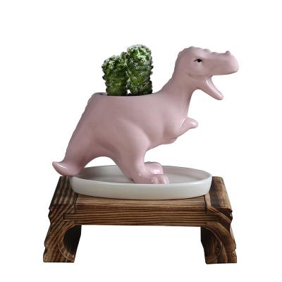 China American Style Porcelain Flower Pot Tyrannosaurus Rex Succulent Planter Pot For Ceramic Animal Decor for sale