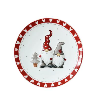 China Santa Porcelain Dinner Plate Ceramic Relief of Viable Creative Christmas Dishes for sale