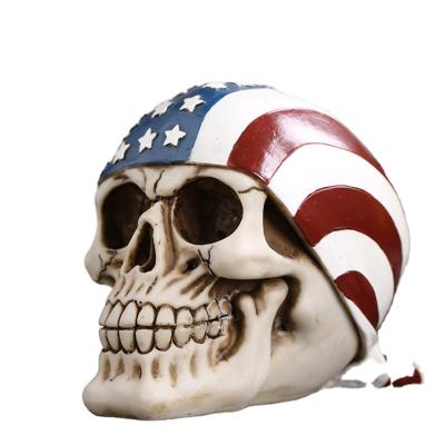 China American Handmade Halloween Ornaments Personality Resin Skull Heads Statue for sale