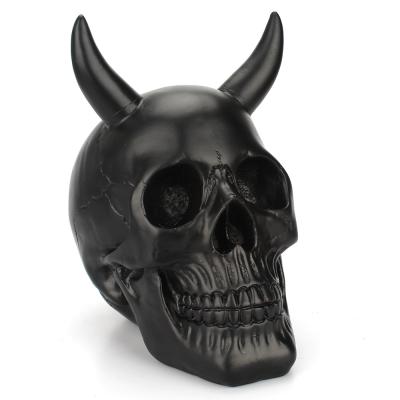 China American Halloween Craft Resin Statue Resin Long Horned Skull Heads For Decor for sale