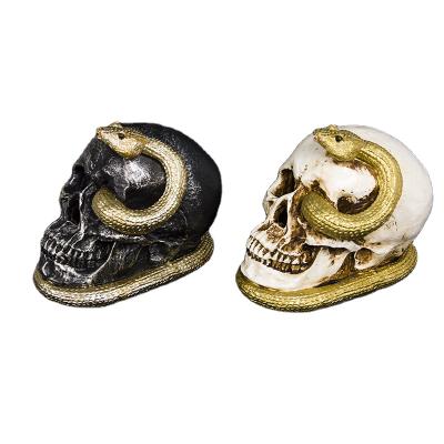 China American Halloween Decoration Resin Skull Heads Statue With Led Light for sale