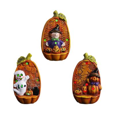 China American Creative Halloween Pumpkin Lamps Resin Pumpkin Figurine With Led Lights for sale