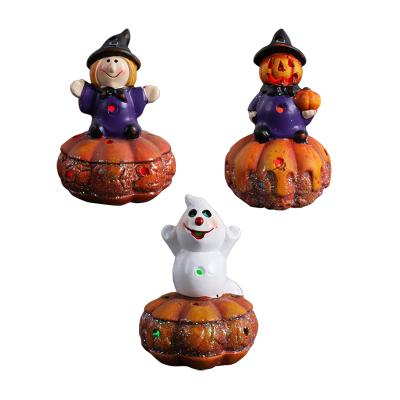 China American Creative Halloween Pumpkin Lamps Resin Pumpkin Figurine With Led Lights for sale