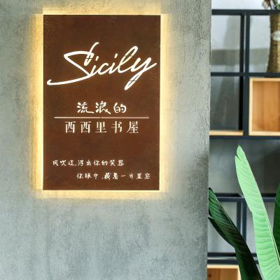 China Modern Custom Wall Hanging Stainless Steel Sign Backlit Illuminate Sign For Shop Front Signage for sale