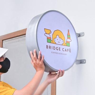 China Indoor and Outdoor Custom Wall Side Hanging Circle Mounted Signboard Two Sides Led Light Box Sign for Bar, Restaurant, Shop, Store Sign for sale