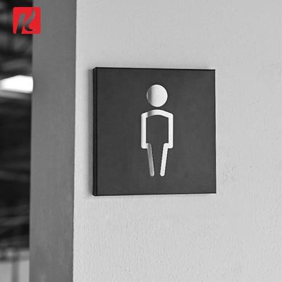 China Kexian Classic Price +modern Bathroom Sign Custom Cheap Stainless Steel Bathroom Sign Stick On The Wall Restroom Sign Toilet Door Signage for sale