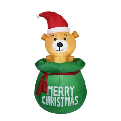 China 190T Polyester Christmas Decorations Outdoor Giant Inflatable Christmas Bear In Gift Pouch 5ft Explosion Element LED Bear for sale