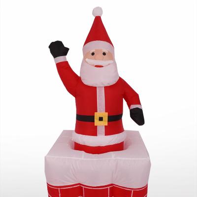 China New 190T Polyester Elevator Christmas Decoration LED Outdoor Explosion Garden Ornament Lit Santa Claus Inflatable Rising Chimney for sale