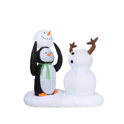 China High Quality Polyester 7 Feet Christmas Decoration Inflatable Penguin With Snowman Outdoor With LED Blow Up Yard Garden Lawn Indoor Decoration for sale