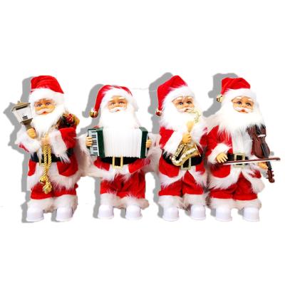 China Playing Musical Instrument Christmas Electric Santa Claus Ornaments Playing Violin Sax Christmas Standing Figure for Kids Indoor Plush Musical Toys for sale