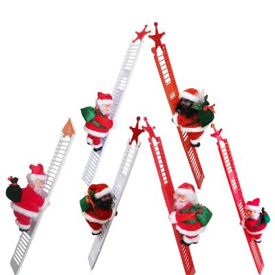 China ABS+plush+pvc+fabric+plastic Santa Claus Ladder Series Music Fiber Optic Plush Toy Christmas Figurine Kids Gifts Electric Climbing Ladder for sale