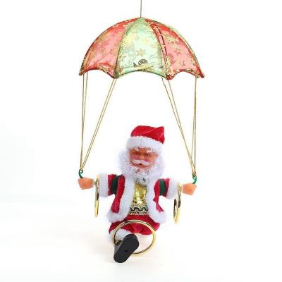 China PVC+ABS+plush+Flannel Electric Parachute Freefalling Claus To Perform Exercise Toy Music Plush Doll Blow Figure Decoration Kid Christmas Parachute for sale