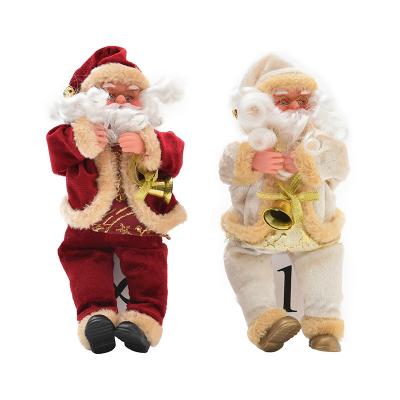 China ABS+plush+PVC+flannelette Sitting Little Father Christmas Chime Jingles Plush Statue Doll Home Office Party Father Christmas Santa Claus Table Decoration for sale