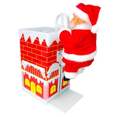 China Plush+pvc Plastic Electric Toy Santa Claus Climbing Chimney With Music Action Figure Father Christmas Gift Doll Plush Electric Toy for sale