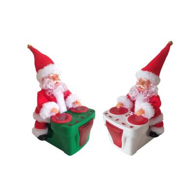 China Electric Plush Christmas Ornament Sing And Dance Santa Claus Doll Set The Drums Set Gift Plush Doll Children's Toys Musical Drum for sale