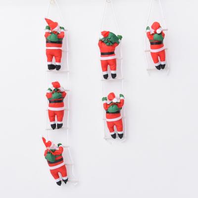 China Christmast Ornament Wholesale Decorations Cute Christmas Santa Claus Climbing On Rope Ladder Christmas Tree Handing Ornament for sale