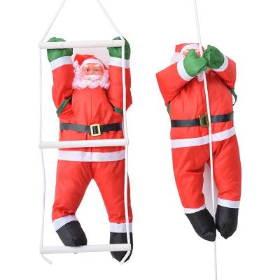 China Wholesale Oxford Cloth Christmas Decoration Santa Claus Climbing on Rope Ladder for Indoor Outdoor Christmas Tree Hanging Ornament for sale