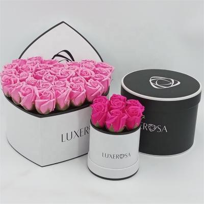 China Direct Selling Logo Heart Flower Box Round Custom Made Handmade Factory Rose Box for sale