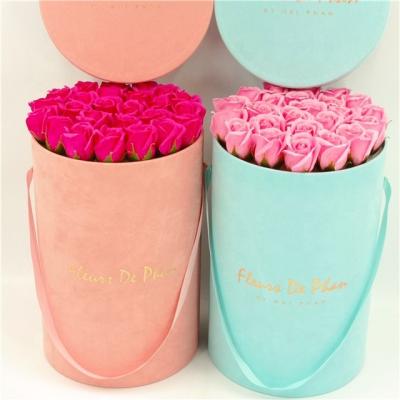 China Nice Handmade Square Velvet Flower Gift Box Packaging for sale