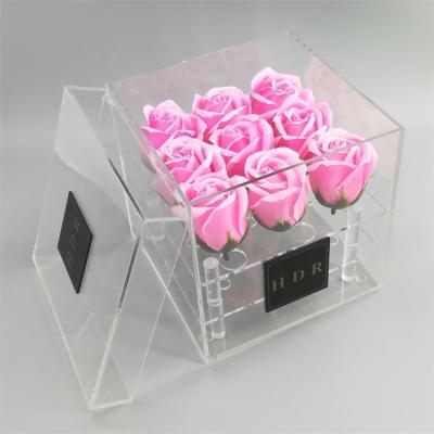 China Supply Variety Size China Supplier Flower Box Custom Logo Transparent Acrylic Rose Gift Box With Lid for sale