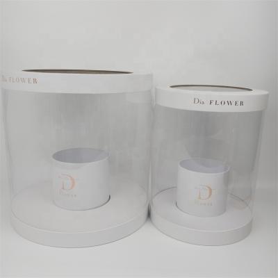 China Handmade New Design Custom Clear Round PVC Mounted Flower Box Valentine's Day Gift Box for sale