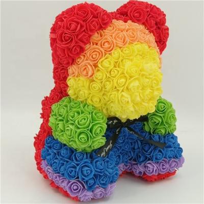 China Artificial Simulated Flower Rose Flower Bear Pe Foam Rose Bear Animal Teddy Cub Romantic Bear Forever For Birthday Christmas for sale