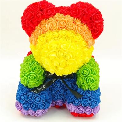 China Fashional Valentine's Gift Handmade Rose Preserved Flower Teddy Bear Rabbit for sale