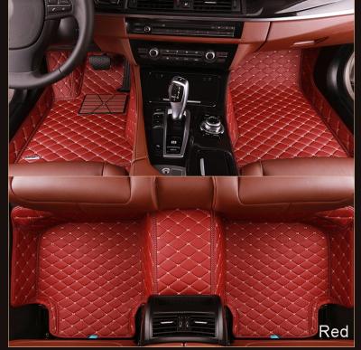 China Waterproof Anti Slip 5d Red Car Mat With Leather Material for sale