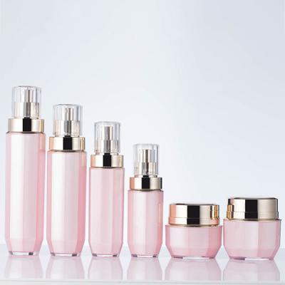 China High End Cosmetic Round Whiteand Pink Airless Pump Bottles 30g 50g 30ml 50ml 100ml PS Cosmetic Pack Container for sale