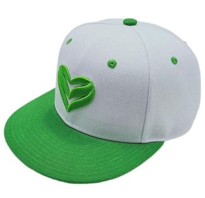 China COMMON Quality 6 White and Green Custom Panel Australian High Profile Structured Crown Acrylic 3d Blast Embroidered Snapback Hats for sale