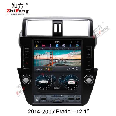 China Best Tesla Style Automotive Vertical Screen Manufacturer ZhiFang DVD Player Gps Android Navigation For Prado 2014-2017 12.1