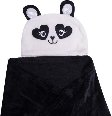 China Black Black White Panda Hoodie Bindi Plush Wearable Manta's Kindest Blanket for sale