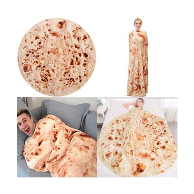 China Folded 100% Reversible Printing Flannel Burrito Blanket Polyester Round Burrito Blanket for sale