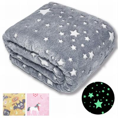 China New Design Folded Blanket Glow in the Dark Light Foldable Bed Blanket Set With Stars for sale