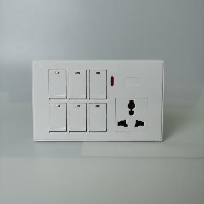 China Durable Safety Pakistan Wall Socket 6 Strip Push Button Universal Standard Light Switch for sale