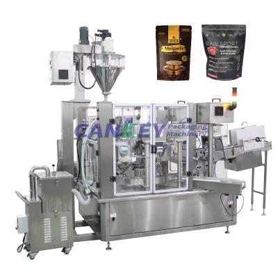 China Food Cankey Tea Rotary Pouch Packaging Coffee Powder Giving Bag Packing Machine for sale