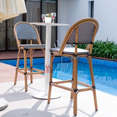 China Eco-Friendly\UV Resistant\Water Proof\Weather Resistant Modern Furniture Outdoor Aluminum Textilener Umpire Chairs Terrace For Counter High Bar Stool Garden Cafe Bar Table And Chair Set for sale