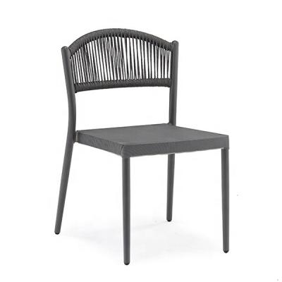 China High Quality Customized Leather Weaving Gray Hardware Outdoor Metal Frame Furniture Singles Bar Dining Outdoor Short Stool Rope Bar Back Chair for sale