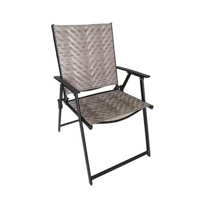 China Wholesale Modern Garden Rattan Wicker Footrest Chair Steel Portable Folding Folding Chair For Outdoor Events Metal Furniture Patio for sale