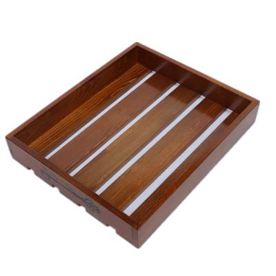 China Fashion Melamine Bottom Food Bamboo Fiber Wooden Serving Tray With Wooden Handle Tea Tray for sale