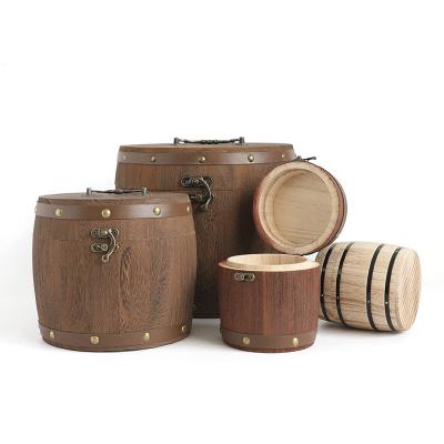 China Handmade Mini Custom Food Storage Wooden Coffee Bean Barrel for sale