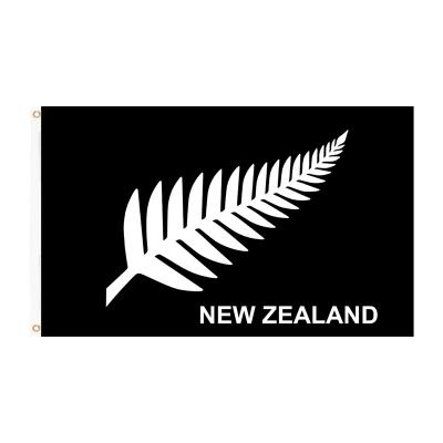 China Health Care Institutes 90x150 cm Black Flag with Silver Fern New Zealand Flag for sale