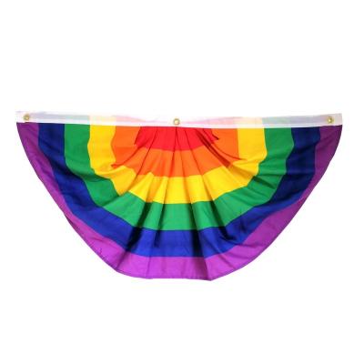 China 3X6 FT Health Care Institutes Rainbow Pleated Pride Flag Bowing LGBTQIA Pride Parades Party Decorations for sale