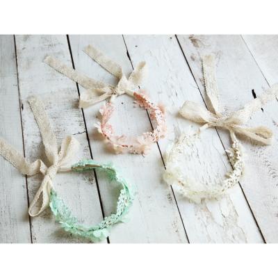 China Floral Headband Girl Headwear Lace Flower Headband Pearl Headband With Lace Ribbon for sale