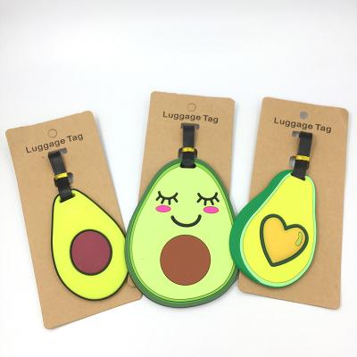 China Soft PVC Rubber Travel Baggage Tag Cartoon Avocado Luggage Tag for sale